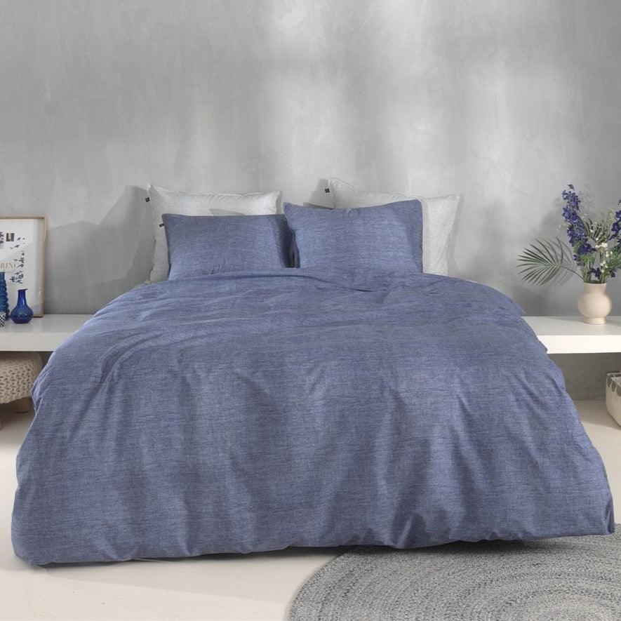 Zo Home Dekbedovertrek Lino Bonnet Blue Katoen - Bedtextielonline.be