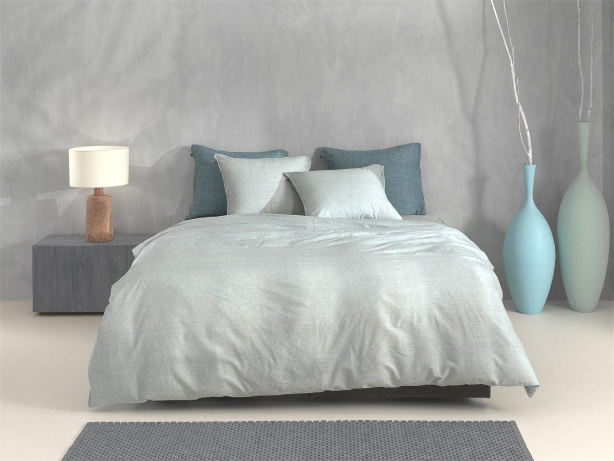 Zo Home Dekbedovertrek Lino Mint Green Katoen - Bedtextielonline.be