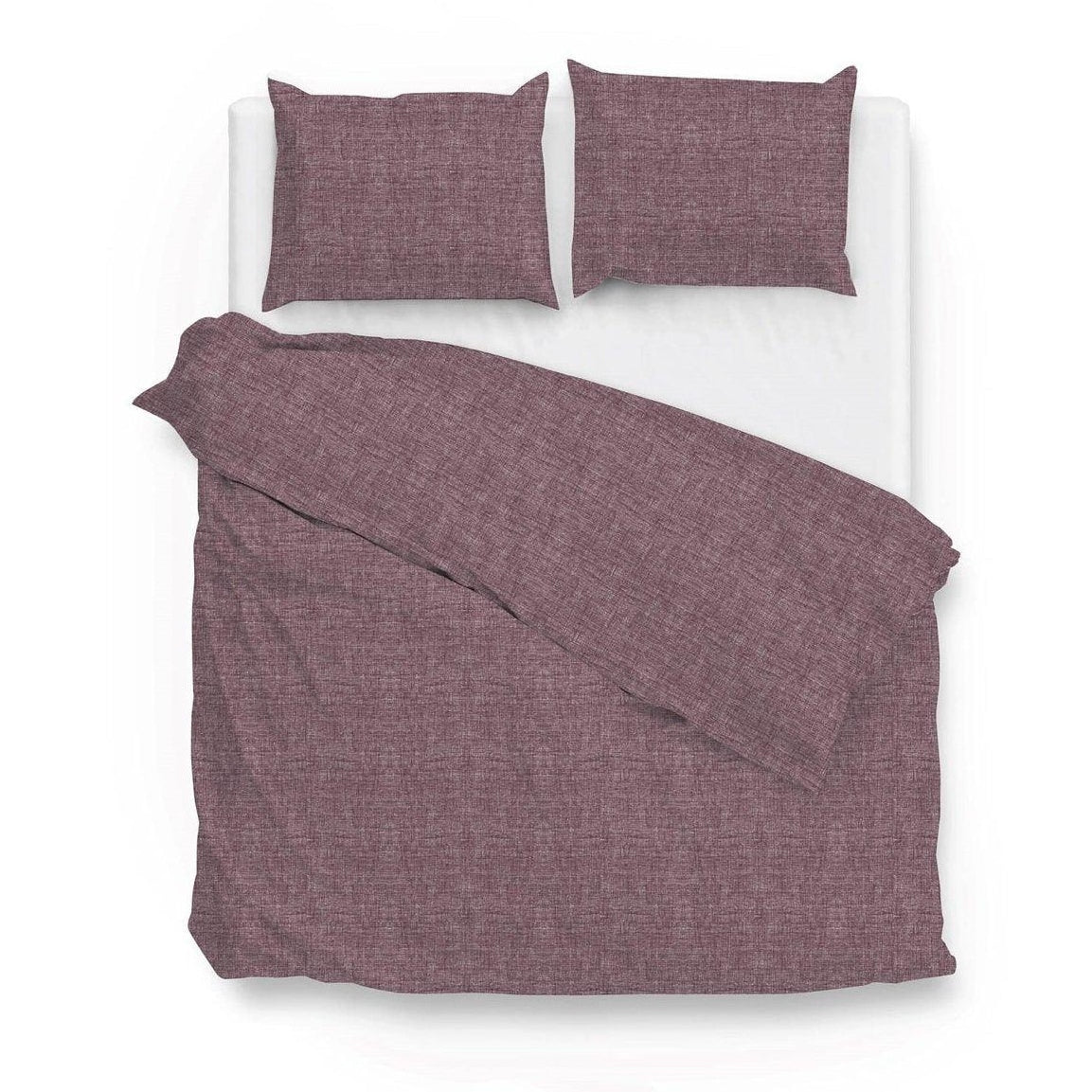 Zo Home Dekbedovertrek Lino Wine Red Katoen - Bedtextielonline.be