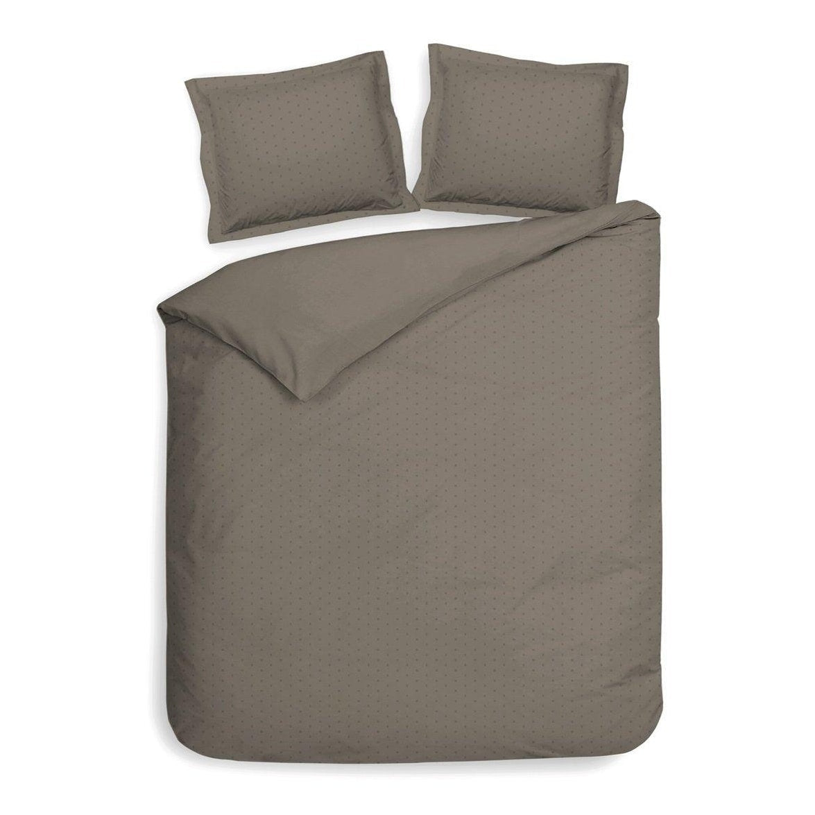 Heckett Lane Dekbedovertrek Punto Taupe Grey Satijn - Bedtextielonline.be