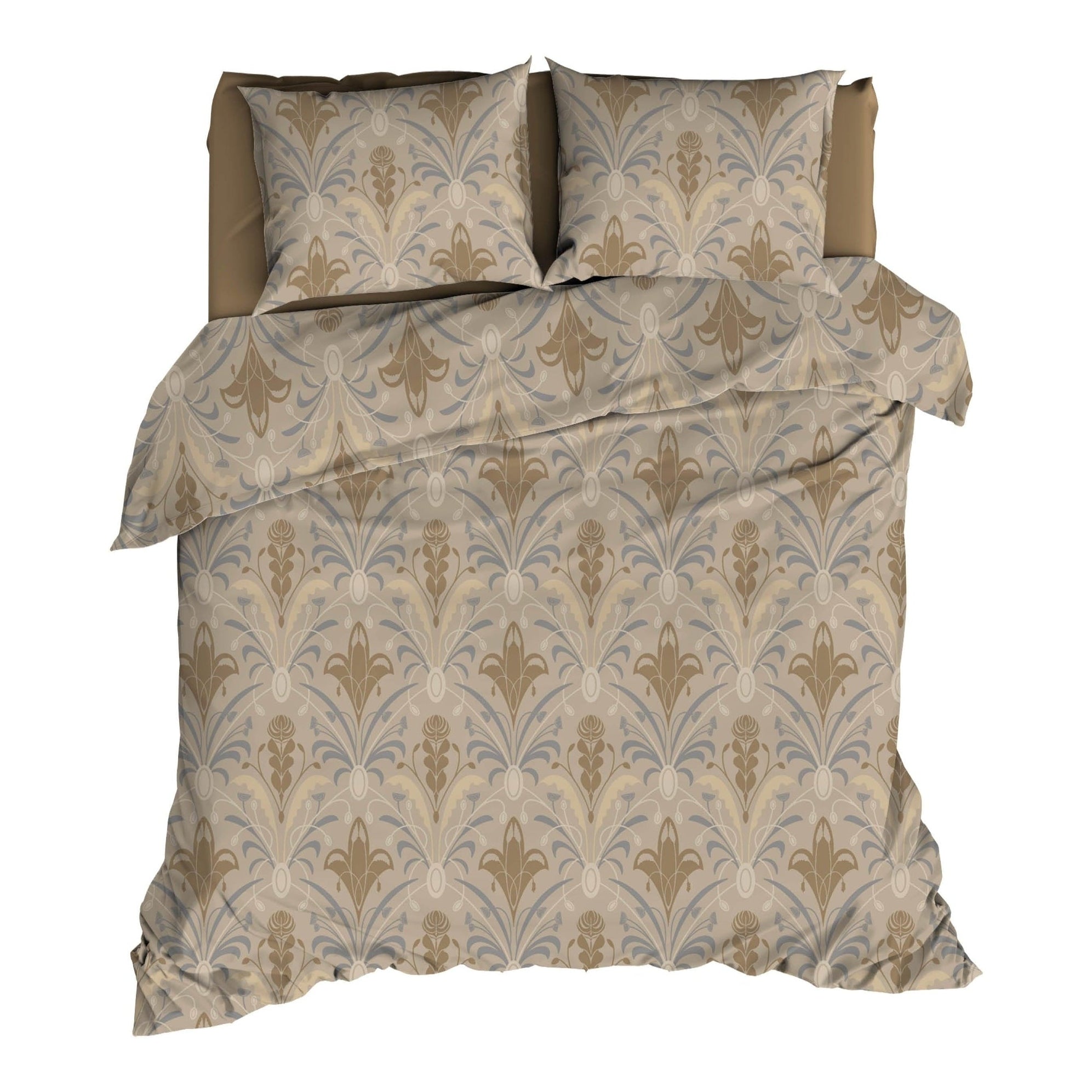 Satin d'Or Dekbedovertrek Belgravria Beige Grijs Satijn - Bedtextielonline.be