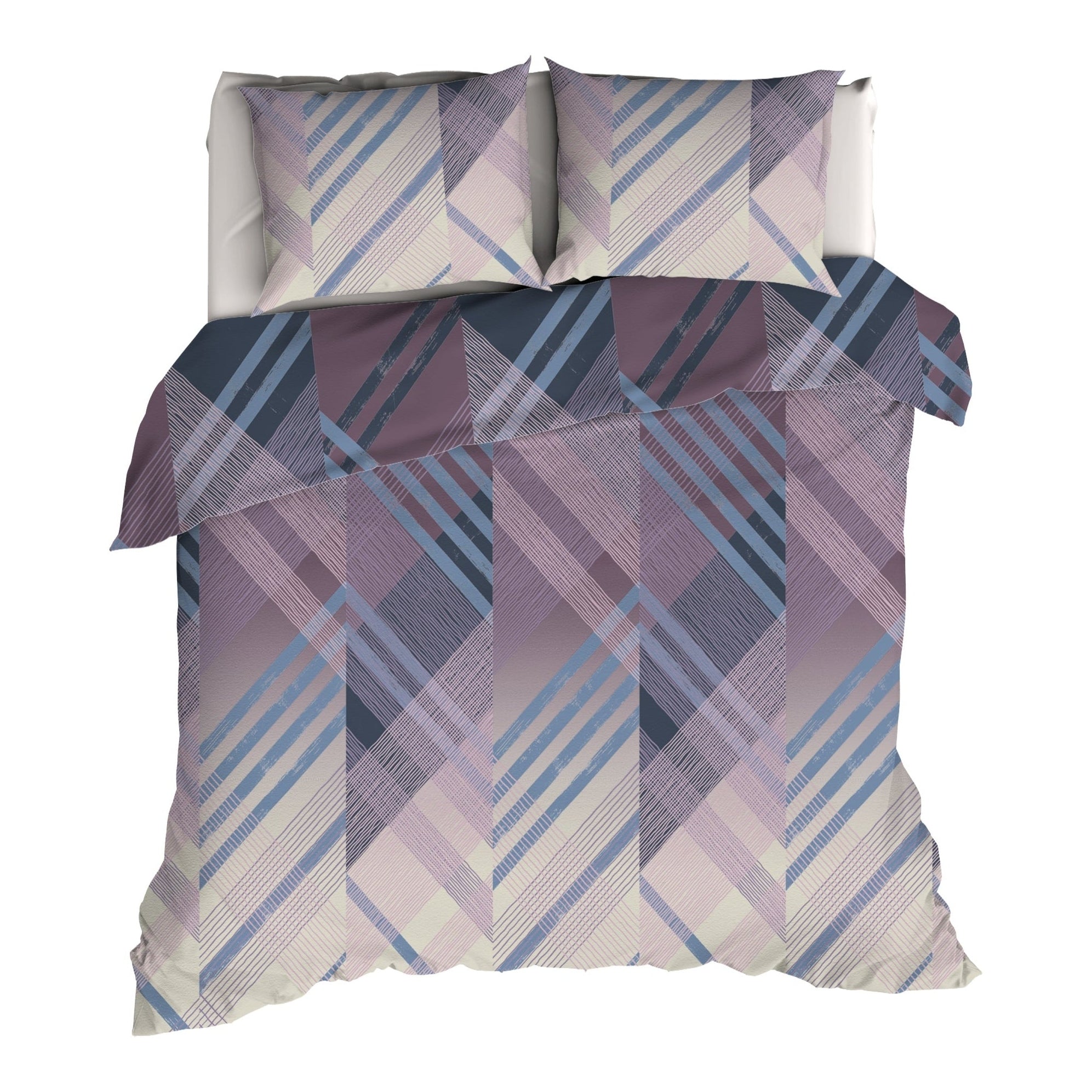 Romanette Dekbedovertrek Flanel Valmont Blauw/Lila